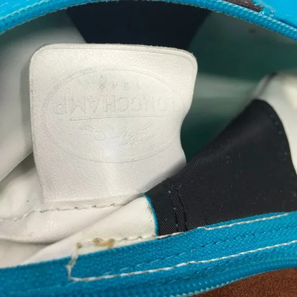 LONGCHAMP Blue Brown Fabric Chic Shoulder Bag - Picture 7 of 8